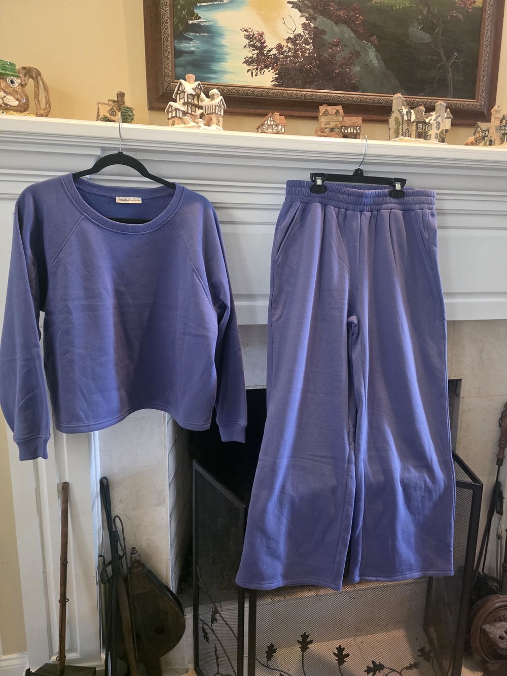 Zenana Outfitters Lavender Wide Leg Sweatpants with Matching Pullover